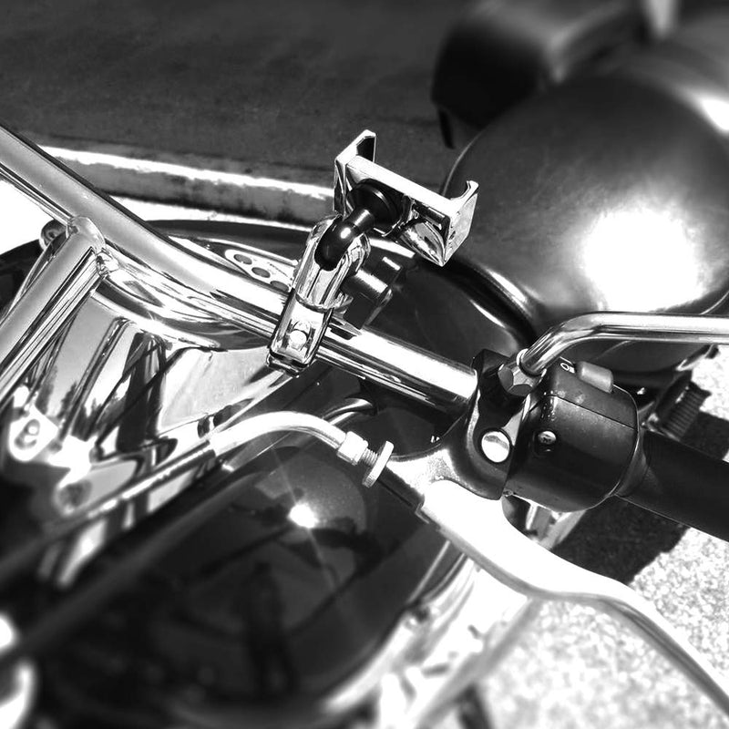 Tackform Chrome Motorcycle All Metal Phone Mount - 20MAXX Spring Cradle | Universal Clamp Fits 7/8" to 1-1/4" Handlebars | Aluminum | Compatible with iPhones, Galaxy Devices, More | Short Reach Arm 7/8" to 1-1/4"