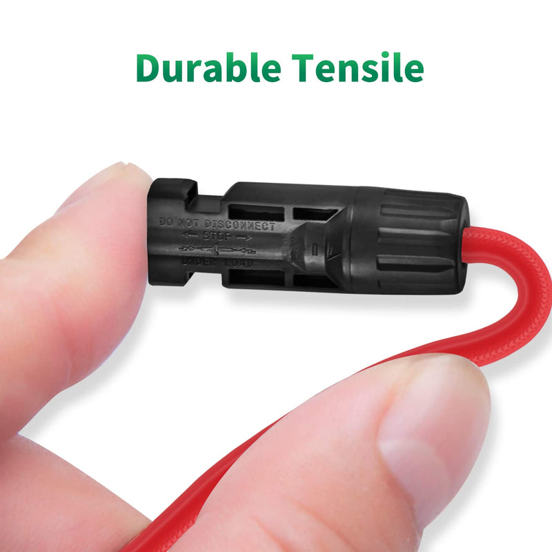 Solar Connectors Y Branch Parallel Adapter 10AWG Cable for Solar Panel (Red & Black) 1 Pair M/FF and F/MM Red-Black