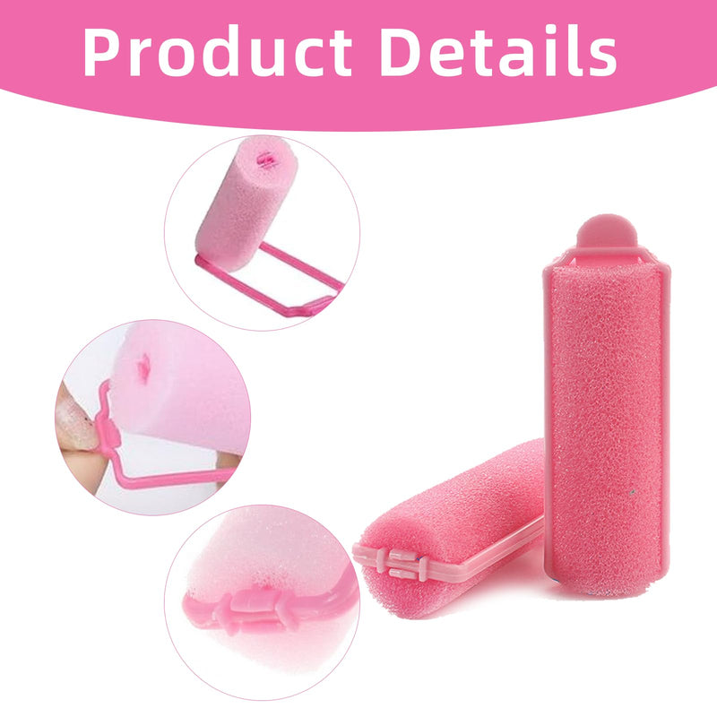 12pcs Foam Sponge Hair Rollers, Pink DIY Curling Tool, Soft Flexible Curlers, Durable Foam Hair Rollers, for Overnight Sleeping, Styling, Home Salon Use