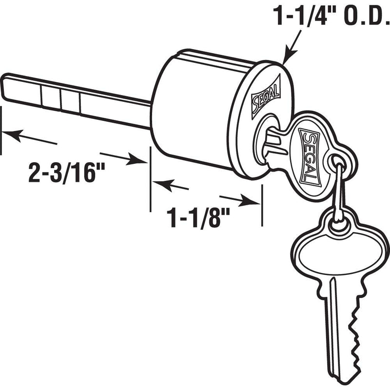 Segal SE 70007 Replacement Lock Cylinder, 1-3/16 In., Solid Brass, Brushed Brass (Single Pack)