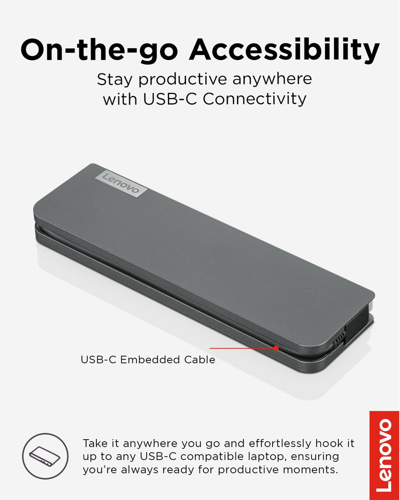 Lenovo 7-in-1 Portable USB-C Mini Dock - HDMI & VGA, 45W Charging, Compatible with Lenovo, Apple & USB-C Laptops, G0A70065US Lenovo Computer