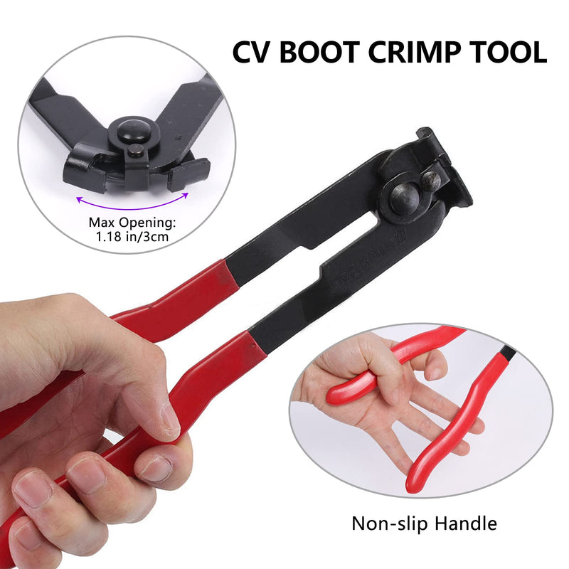 2Pcs CV Boot Clamp Pliers Set with 20Pcs Crimp Bands , Joint Boot Clamp Crimp Pliers, Hose Band Axle Pliers Car Banding Tool Kit, Dust Cover Clip Removal Pliers Repair Tool Accessories, Red