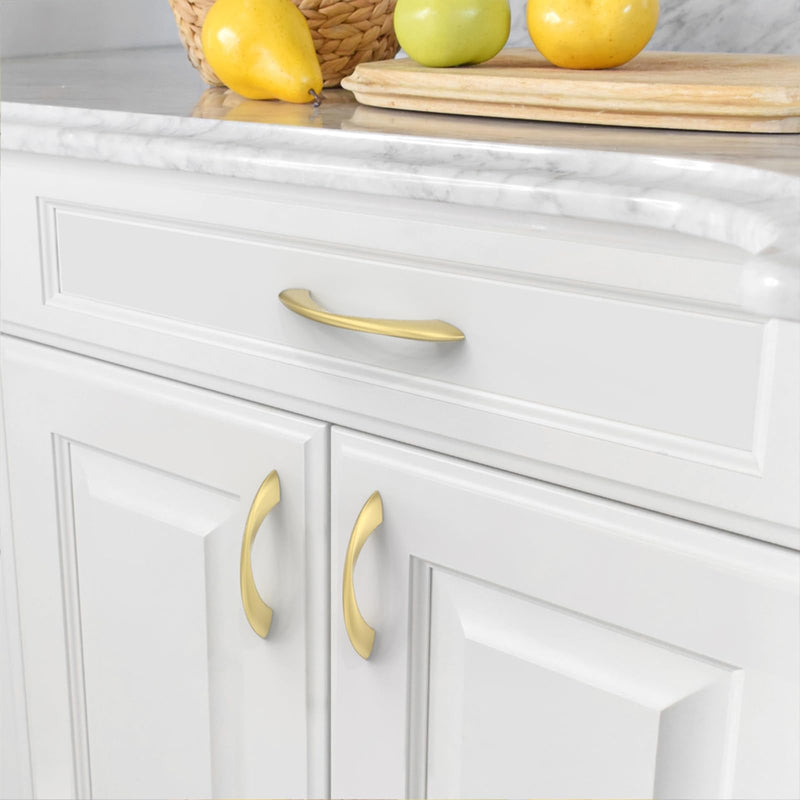 Asidrama 10 Pack 3.75 Inch(96mm) Brushed Gold Cabinet Pulls Cabinet Handles Cupboard Handles Kitchen Cabinet Hardware for Cupboard Drawer Pulls 3.75" Hole Center