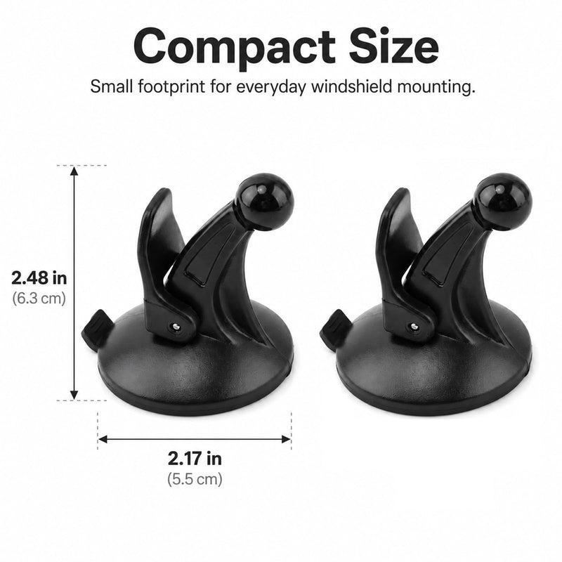 2 Pack GPS Car Mount for Garmin, Windshield Dashboard with Strong Suction Cup, 17mm Ball Mounting Pattern Replacement for Garmin Nuvi, Drive, DriveSmart