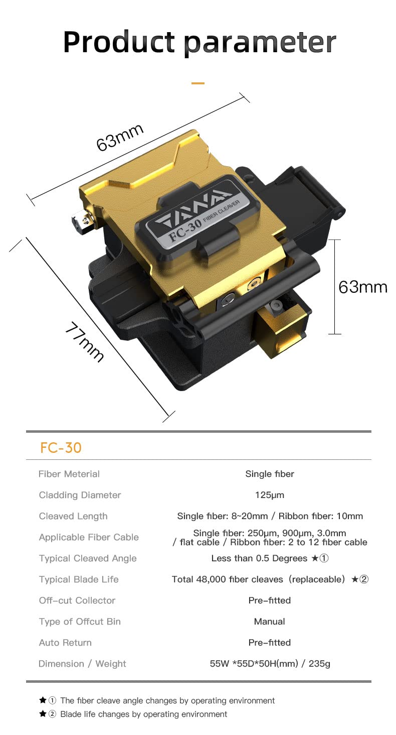 ORIENTEK Optical Fiber Cleaver Double Fixture High Precision Fiber Optic Cutting tools Wire Stripping Machine clivador fibra óptica 48,000 Cleaves (FC-30 Cleaver) FC-30 Cleaver