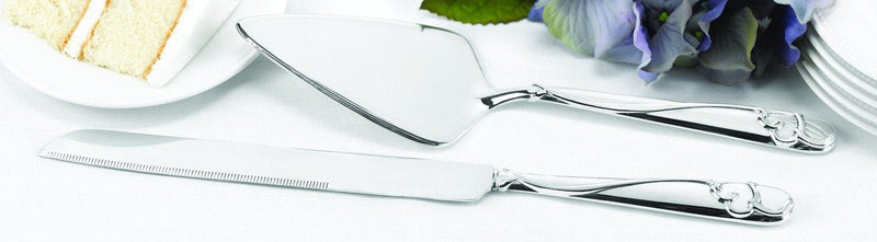 Hortense B. Hewitt Wedding Silverplated Cake and Knife Serving Set, Graceful Heart