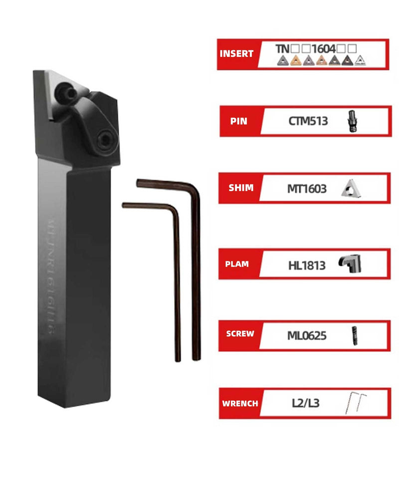 TNMG160404&TNMG160408 CBN-6 Boron Nitride Turning Insert with MTJNR1616H16 External Turning Lathe Cutting Tool Holder,High Speed Finishing of Heat Treated Steel,Sintered Ferrous Alloy and Cast Iron