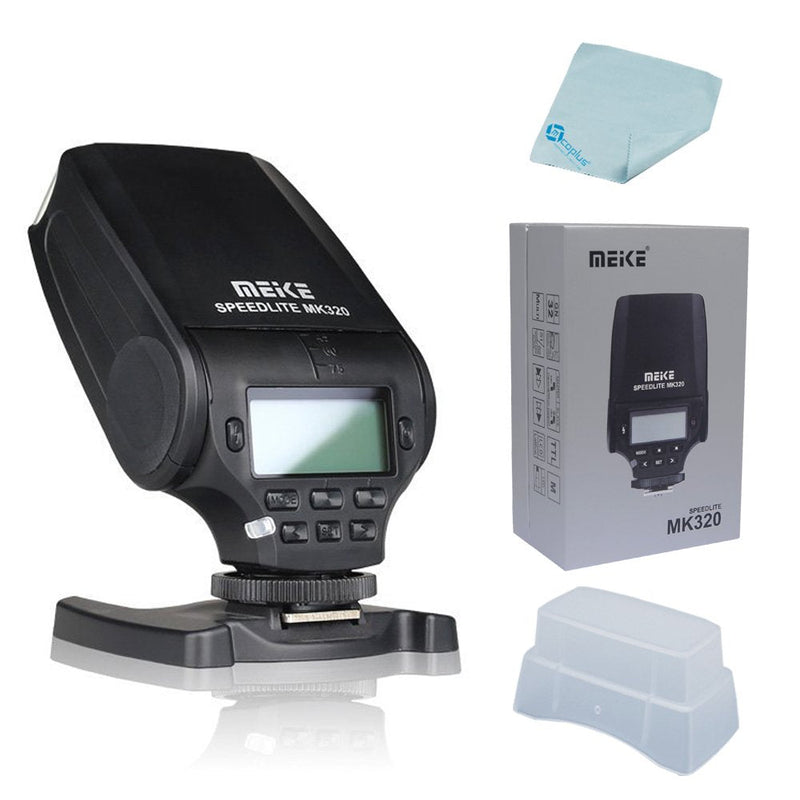 MK-320 TTL Flash Speedlite for Olympus OM-D E-P5 E-PM E-M1 E-M5 E-M10 EPL5 E-PL6 E-PL7 LUMIX GM5 GX1 GX7 GX8 G3 LX100 with Mcoplus Cloth