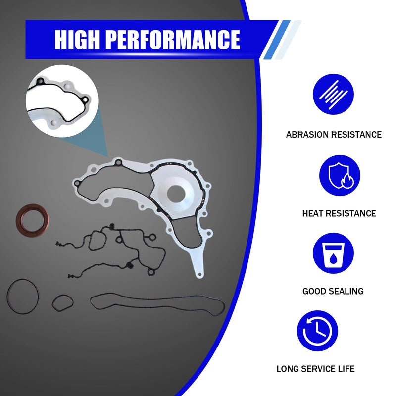 TC1169 Engine Timing Cover Gasket Set Fit for 2011-2020 Chrysler 200 300 Dodge Avenger Durango Grand Journey Jeep Cherokee Wrangler Ram 1500 2500 3500 Volkswagen 3.2L 3.6L Replace # TCS46162