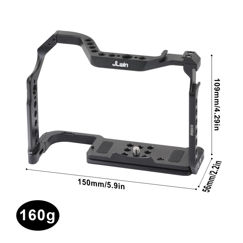 Camera Video Cage for Canon EOS R6 II / R6 III Mirrorless Camera | Built-in Cold Shoe, Arca-Swiss Quick Release Plate, ARRI 3/8"-16 & 1/4"-20 Threaded Holes for Tripod Gimbal Stabilizer