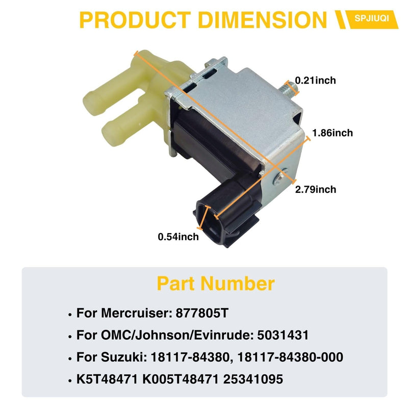 Solenoid Valve for Mercury Mariner Outboards EFI 30HP 40HP 50HP 60HP Suzuki 40HP 50HP 2001-2010 Nissan K12 EGR Vacuum Switch K5T48471 25341095 877805T 18117-84380