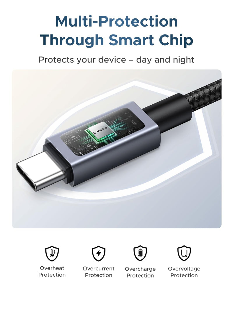 UGREEN Nexode 240W USB-C to USB-C Cable with TFT Smart Display, 6.6ft | Tap to rotate, long-press off. Nylon braided + aluminum. 480Mbps sync. For iPhone, MacBook, Galaxy, Pixel, XPS, Switch & more 1