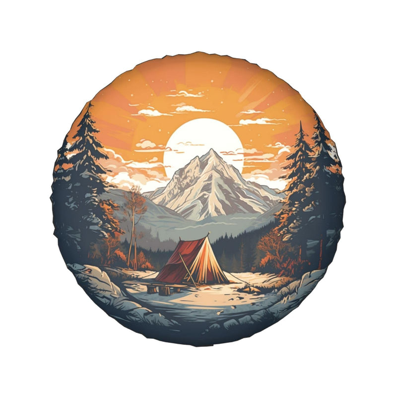 Mountains Nature Sunset Scenery Spare Tire Cover Wheel Protectors for Decoration and Weather Protection for Trailers Rv SUV Truck Campervan Travel Trailer 15" 15" for tire diameter 27.6-30in/70-75cm Mountains Nature Sunset Scenery