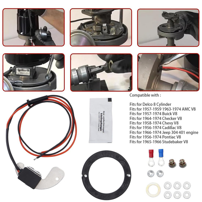 1181 Electronic Ignition Conversion Kit Replacement for PerTronix 8-Cyl, Single Point, 12-Volt Fits for Most DELCO 8-Cyl 1957-1974.