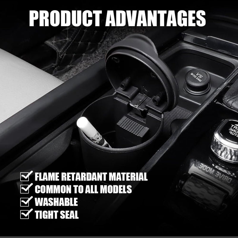 Car Ashtray with Lid, Smell Proof Windproof Detachable Auto Truck Ashtray, Smokeless Self-Extinguishing Cigarette Ashtray Cup Holder, Portable Mini Vehicle Trash Can Universal for Office, Home (1pcs) 1pcs