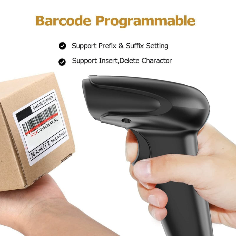 Symcode Wireless Barcode Scanner Versatile 2-in-1 (2.4Ghz Wireless+USB 2.0 Wired) Handheld Automatic 1D Laser Barcode Scanner 328 Feet Transmission Distance Rechargeable 1D Laser Bar Code Scanner Wireless Barcode Scanner 1D