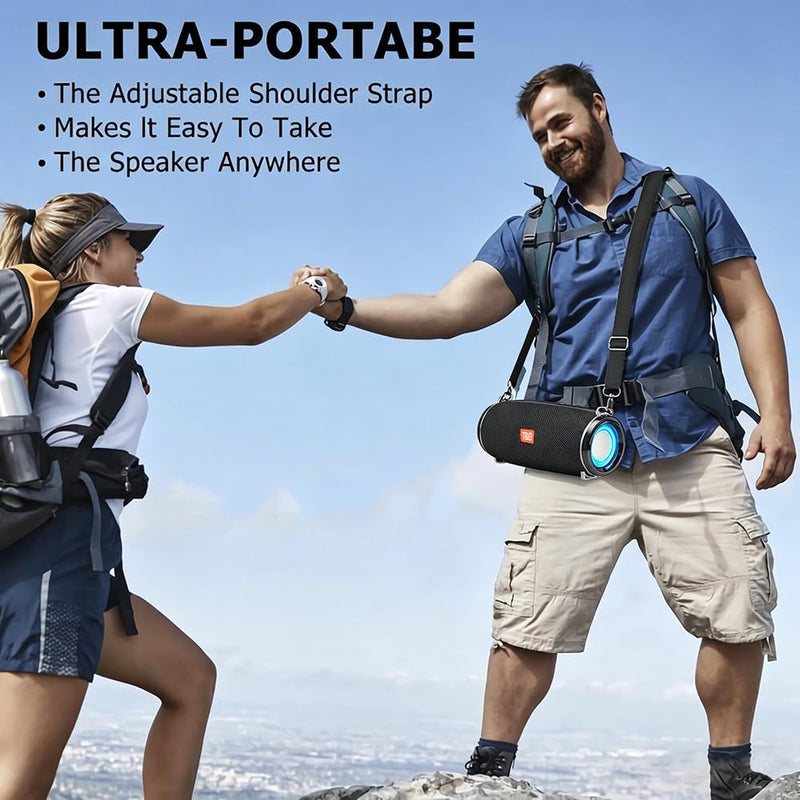 T&G Portable Ourdoor Speaker with Deepbass, IPX5 Waterproof Boombox | 12H playtime, TWS pairing,Bike speaker with strap, FM radio, TF/ USB port. Ideal rugged gift for camping ,Camouflage Camouflage