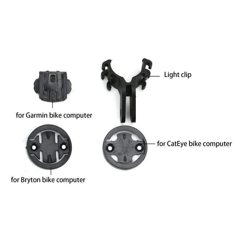 Bike Computer Mount, Extended Bicycle GPS Mount with CNC Alloy Body and Plastic Adapters for Edge Bryton CatEye Series, Compatible with Handlebar Diameter Less Than 38mm (Black) Black