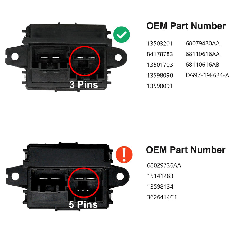 NEW Heater Blower Motor Resistor Replacements for Chevrolet/Buick/Cadillac/Ford/Lincoln/GMC Compatible with OEM 13503201 DG9Z-19E624-A 84178783 13501703 (5 Pins) 5 Pins