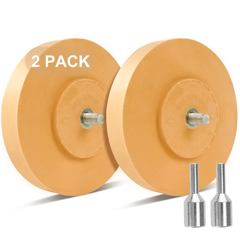 2 Pack Eraser Wheel Decal Remover Eraser Wheel Adhesive Remover with Adapter 4 Inch Rubber Eraser Wheel for Drill Removes Car Decal Vinyl Tape Graphics Pinstripe Sticker Remover 2 PCS 4" Solid