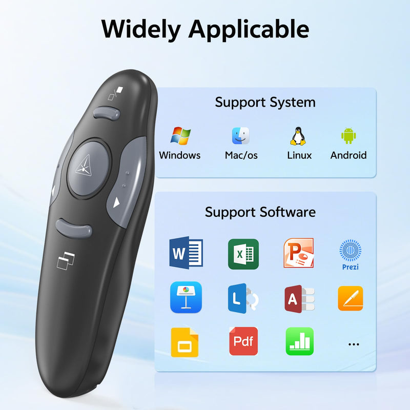 [4 Units] Presentation Clicker with 4 Cases: PowerPoint Wireless Presenter Remote USB Type C Rechargeable Red Laser Pointer Clickers Computer Project Mac PPT Slideshow Google Slide Advancer 4 Units Red Laser