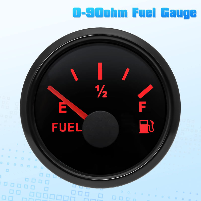 ARTILAURA 0-90 ohm Fuel Gauge Marine Fuel Gauge Boat Fuel Level Gauge Gas Fuel Tank Meter Gauge for Universal AUTO Car Boat Truck Vehicle RV Black
