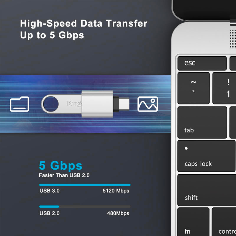 6 Pack USB C to USB Adapter, USB Type C Male to USB A 3.0 Female OTG Adapter for iPhone 17 16 15 Pro Max, MacBook Pro, Flash Thumb Drive, iPad, Samsung Galaxy, XPS and More Type C Device (Silver) Silver