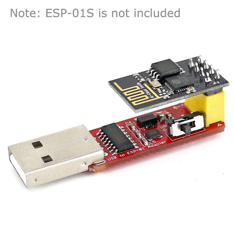 ESP-01S Programmer USB to ESP-01 Adapter ESP8266 Wireless WiFi Module Wi-Fi CH340G UART PORG, 4.5-5.5V 115200 Baud Rate 2PCS