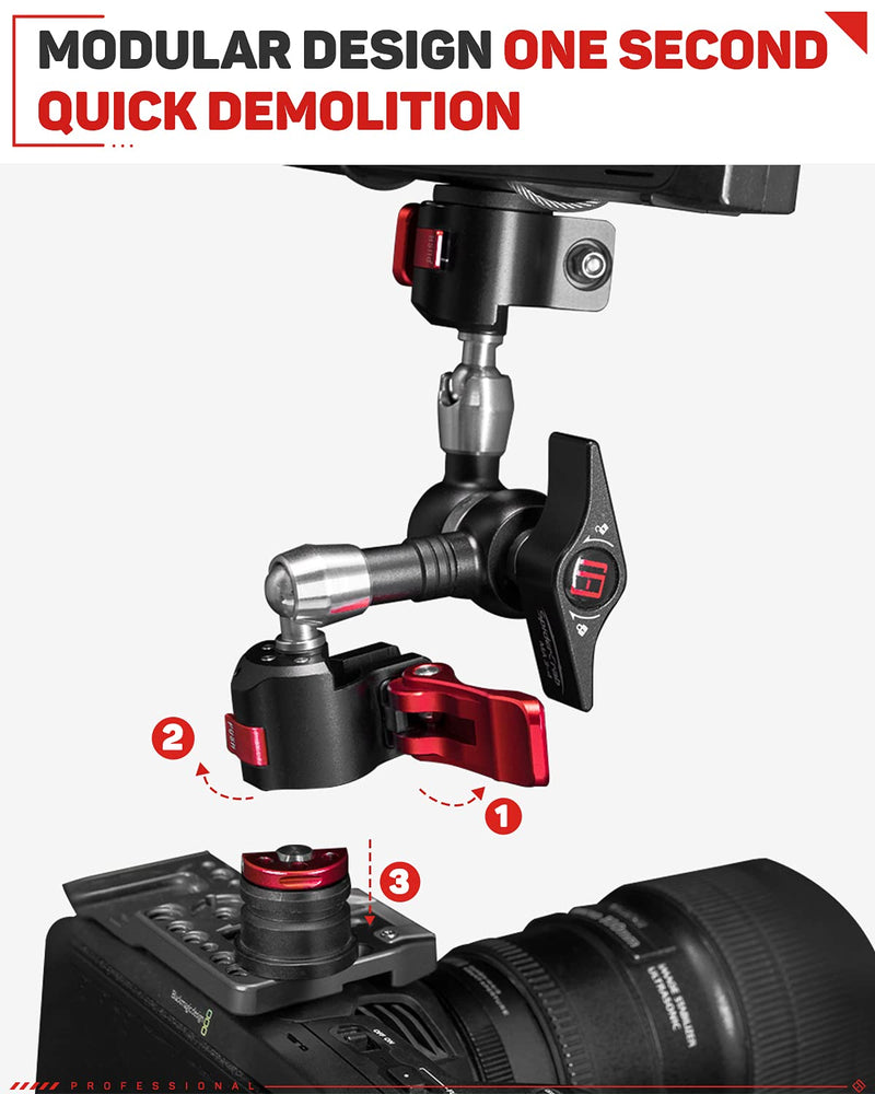 IFOOTAGE Magic Arm Clamp w/ 1/4" and 3/8" Thread and 7 Inches Adjustable Friction Power Articulating Magic Arm with 1/4" and 3/8" Thread Screw for DSLR Camera Rig/LCD Monitor/LED Lights (MA3-4) Set-MA3-4