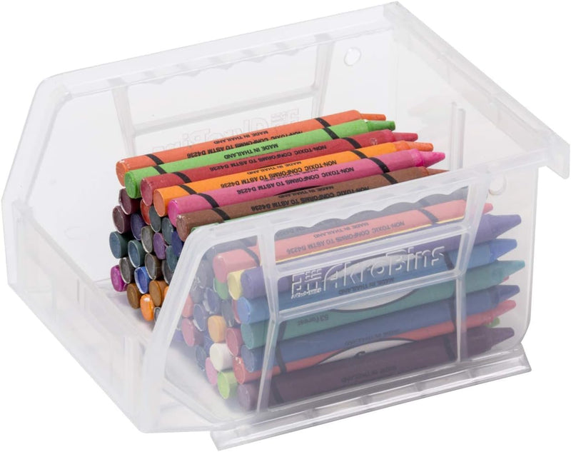 Akro-Mils 30210 AkroBins Plastic Storage Bins, Space-Saving Stackable Bins for Garage, Pantry, Craft Organization, 5" x 4" x 3", Clear, 6-Pack 6 Pack