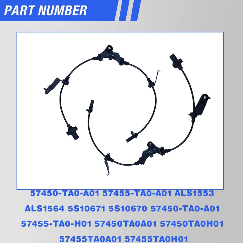 ABS Wheel Speed Sensor Front Left Right Compatible with 2008-2012 Honda Accord 2009-2014 Acura TSX Driver Passenger Side ABS Sensors # 57450-TA0-A01 57455-TA0-A01 2Pcs