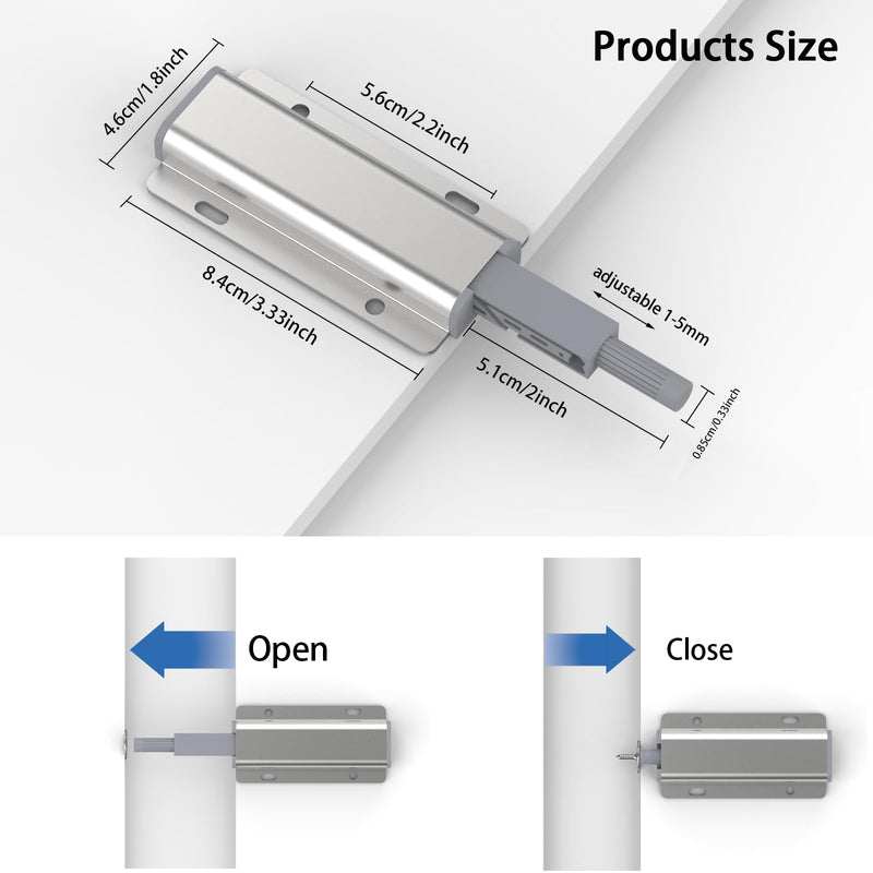 Push to Open Door Latch,Cabinet Door 6 Pack Magnetic Cabinet Push Open Latch,Heavy Duty Closure Touch Latch Hardware for Magnetic Touch Latches for Cabinet Drawer Wardrobe Kitchen Door ﻿ silvery