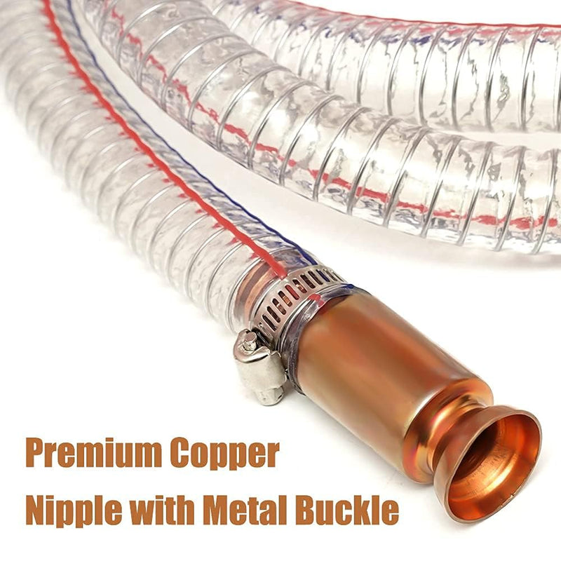 8.2FT 5/8" Heavy Duty Siphon Hose - Gerguirry Self-Priming Jiggler Pump for Boats, ATVs & Tractors Copper Nipple w/Metal Buckle, Fuel Transfer Tube for Gasoline Fuel Gas 1*8.2FT*5/8"ID