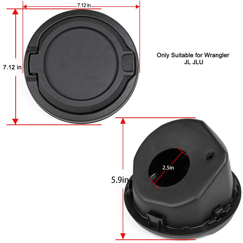 Savadicar Gas Cap Cover, Fuel Tank Door Compatible with 2018-2025 Jeep Wrangler JL JLU 4xe 2/4 Door, ABS + Aluminum Alloy Construction, Exterior Accessories, Black JL-Black