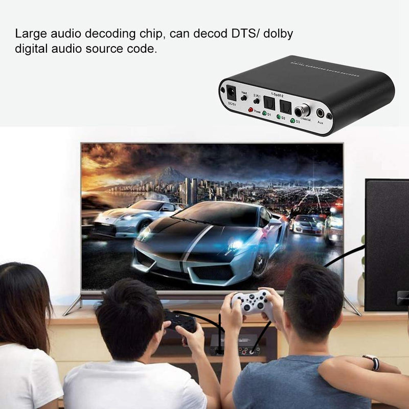 Surround Sound Decoder,Yinhing Surround Sound Decoder, Digital to Analog Audio Converter, 5.1 Audio Converter Digital DTS Channel Decoder with Optical Fiber Coaxial, Sound Adapter Audio Adapter