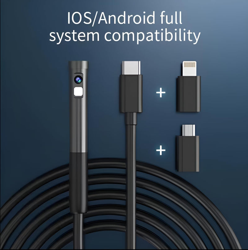 Borescope1920P HD Endoscopic Camera - with 8 Adjustable LEDs, 16.4ft Semi-Rigid Serpentine Camera, 7.9mm IP67 Waterproof Inspection Tool for iOS and Android Devices Gift
