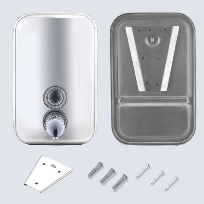 Commercial Soap Dispenser Wall Mount Stainless Steel Manual Liquid Pump Rust-Proof Leak Free for Bathroom (17 fl oz / 500ml) 17 fl oz