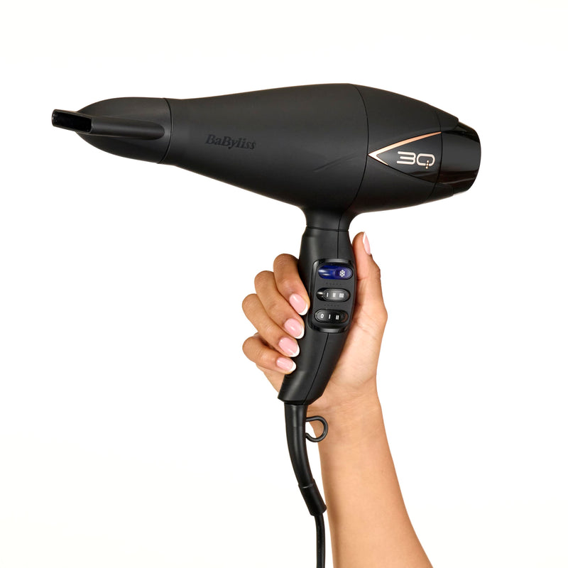 BaByliss Professional 3Q Hair Dryer - Powerful 2200W Blow Dryer, Extra-Fast Air Flow and Ultra-Lightweight, 3 Heat & 2 Speed Settings, Black, 5665U Single