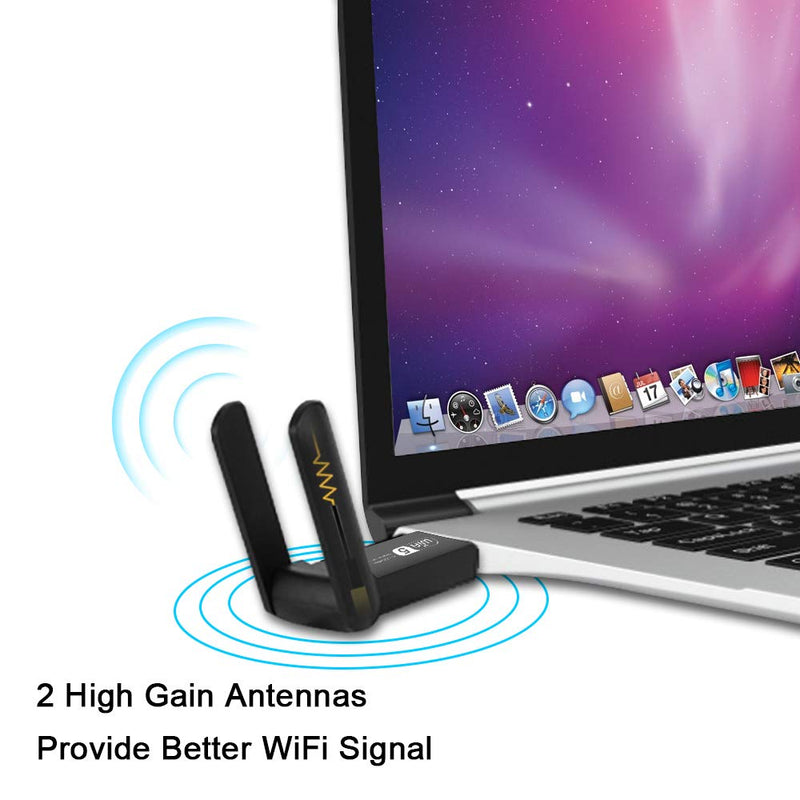 USB WiFi Adapter, 1200Mbps USB3.0 Wireless Network Adapters for PC Dual Band 5G/2.4G WiFi Dongle with 5dBi Antennas for Desktop Computer/Laptop, Supports Windows 11/10/8, Mac OS 10.9~10.15,OS 11.0+