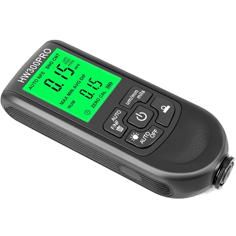 Paint Thickness Gauge Meter Fe/NFe Probe Coating Thickness Gauge Professional Multifunctional Car Paint Depth Gauge Test Precise HW-300PRO for Car Automatic Detection(black) (black) black