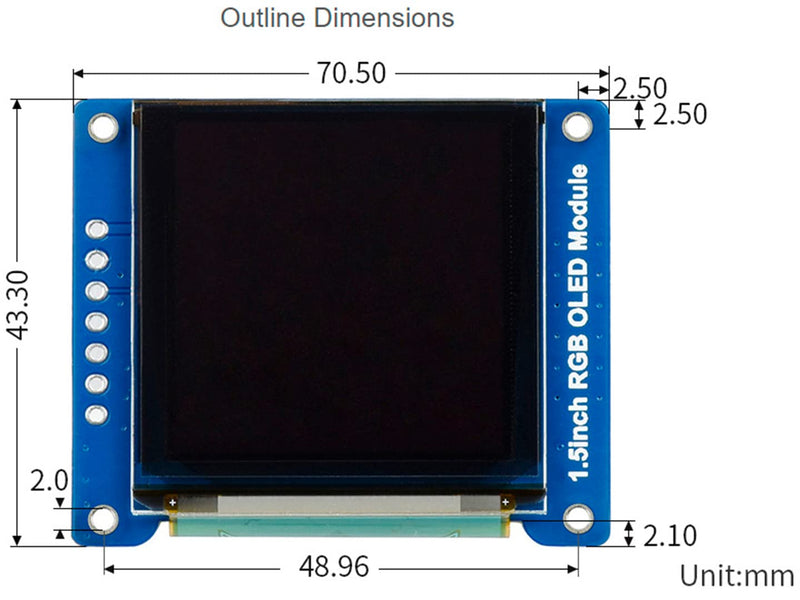 waveshare 1.5inch RGB OLED Display Module, 128x128 Pixels 16-bit High Color (65K Colors) SPI Interface Compatible with Arduino Raspberry Pi Jetson Nano STM32 1.5inch RGB OLED Module
