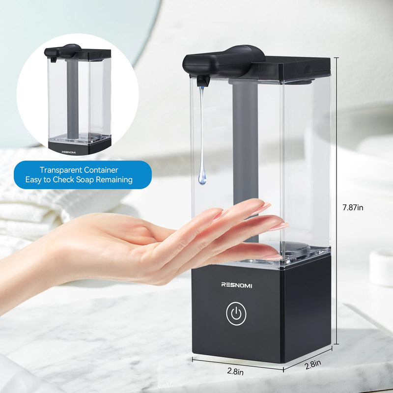 Automatic Soap Dispenser Touchless, Hand Soap Dispenser, 16.5oz/490mL Transparent Reservoir Wall Mount, Type-C Rechargeable, 3-Level Adjustable, Water-Resistant for Bathroom,Kitchen,Office, Black