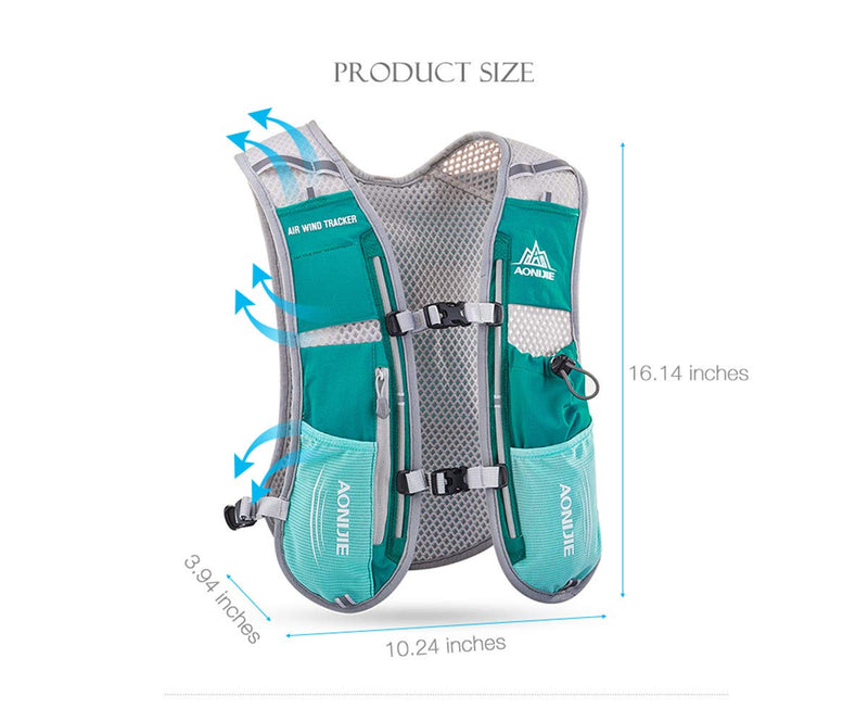 5L Lightweight Running Backpack Outdoor Sports Trail Racing Marathon Hiking Fitness Bag Hydration Vest Pack One Size Black + 500ML Water Bottle