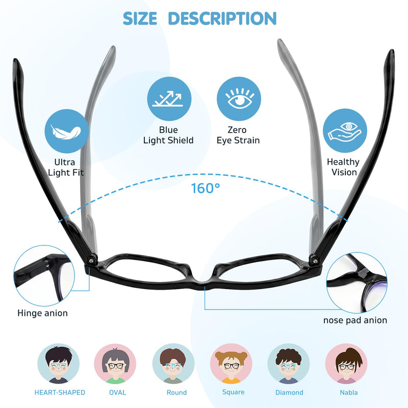 Blue Light Glasses for Kids Toddler Girls Boys 2-8 age | Kids Blue Bight Glasses 3pack Eyestrain Computer UV400 Anti Glare TR90 Unbreakable Black + White + Translucent Blue Age 2-8 Yrs