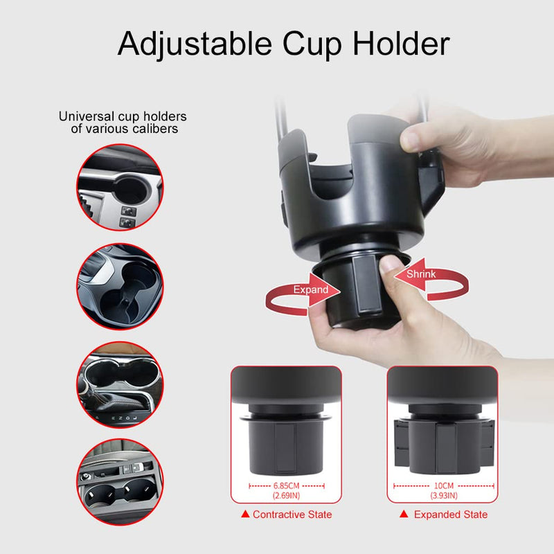 JINKEY Dual Cup Holder Phone Mount for Car，2-in-1 Adjustable Gooseneck Cradle with 360° Rotation Heavy Duty Universal Automobile Stand for Most 4"-6.7" i-Phone Mobile-Phone Holder | 2-in-1 Adjustable Gooseneck Cradle, 360° Rotation, Heavy Duty Universa...