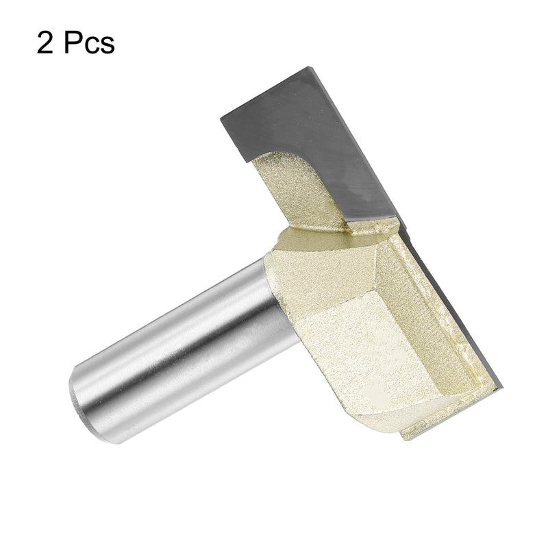 HARFINGTON 2pcs Bottom Cleaning Router Bit 1-3/4" Diameter 1/2" Shank Carbide Tipped Cutter Surfacing Planing Router Bits for Woodworking Planing 1-3/4" x 1/2" 2