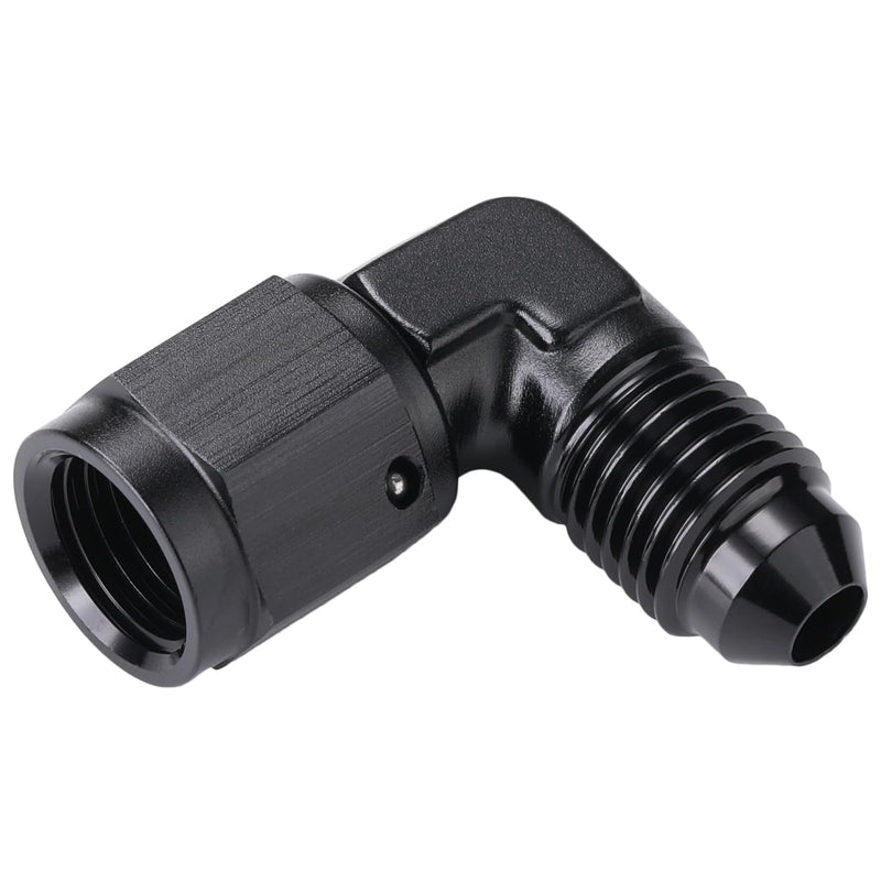 4AN Female to 4AN Male Flare 90 Degree Elbow Swivel Fitting Adapter Coupler Aluminum Black Black - 90 Degree