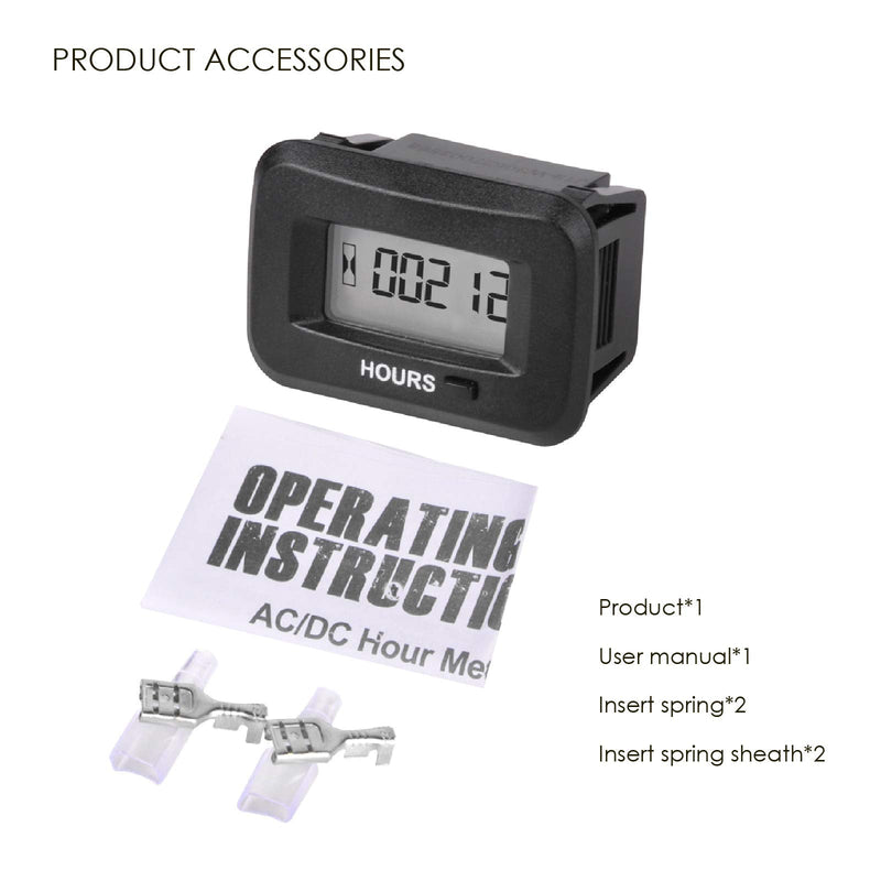 Jayron Digital LCD AC/DC 5V to 277V Hour Meter,Resettable Partial Running Hours,Initial Hours Settable,Waterproof,Use for Generator Compressor Garden Lawn Mower Tractor Golf Cart Club Car(HM038AD-C1) HM038AD-C1