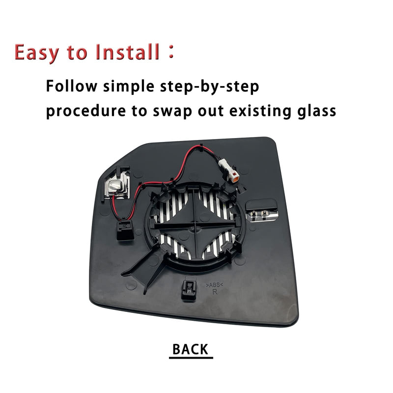 Passenger Side Heated Mirror Glass Replacement For Ford F150 2015 2016 2017 2018 2019 2020 - for Ford F150 Power Side Mirror with Blind Spot Detection System and Rear Holder Right (Passenger Side)- With Blind Spot Detection