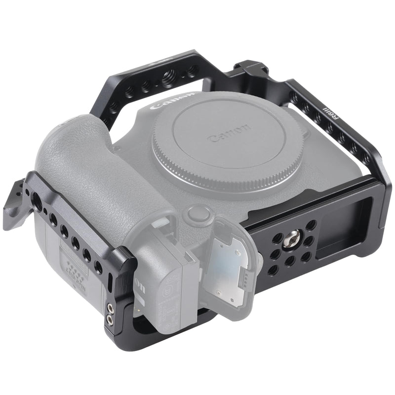 Camera Video Cage for Canon EOS R6 II / R6 III Mirrorless Camera | Built-in Cold Shoe, Arca-Swiss Quick Release Plate, ARRI 3/8"-16 & 1/4"-20 Threaded Holes for Tripod Gimbal Stabilizer